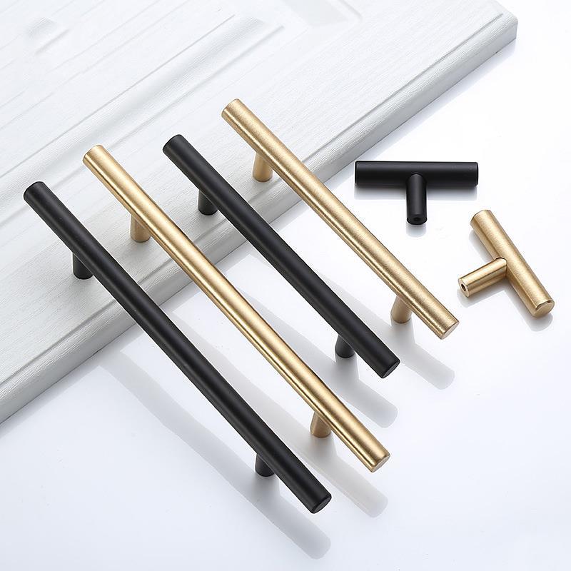 Furniture Hardware Knobs - Modern Gold Brushed Straight Cupboard Handles