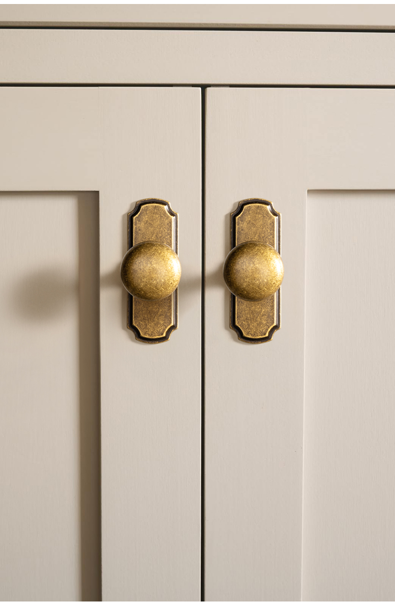 Furniture Hardware With Backplate - Mid-century Antique Brass Cabinet Knobs with