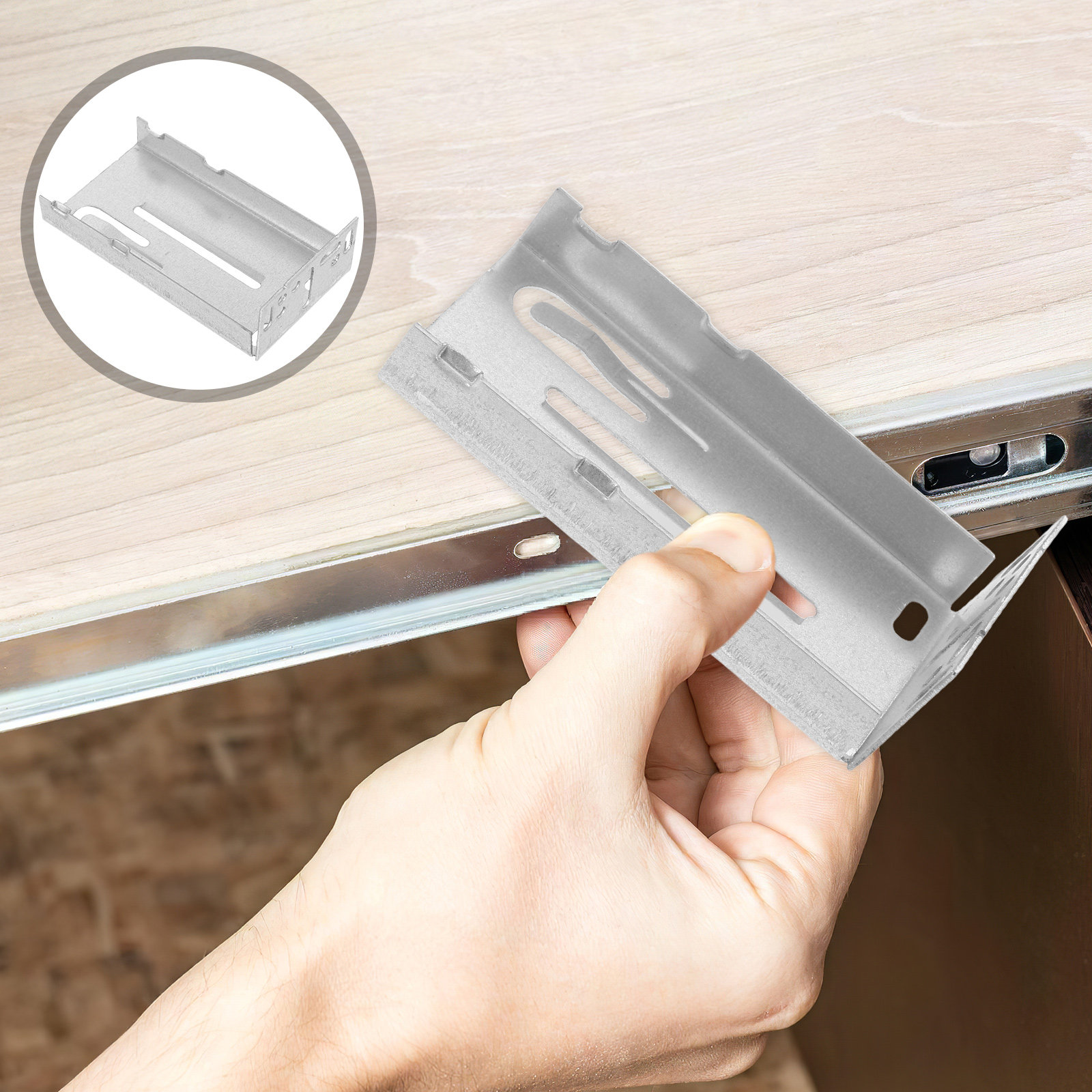 Furniture Hardware With Backplate - 2Pcs Sliding Drawer Hardware Ball Rail