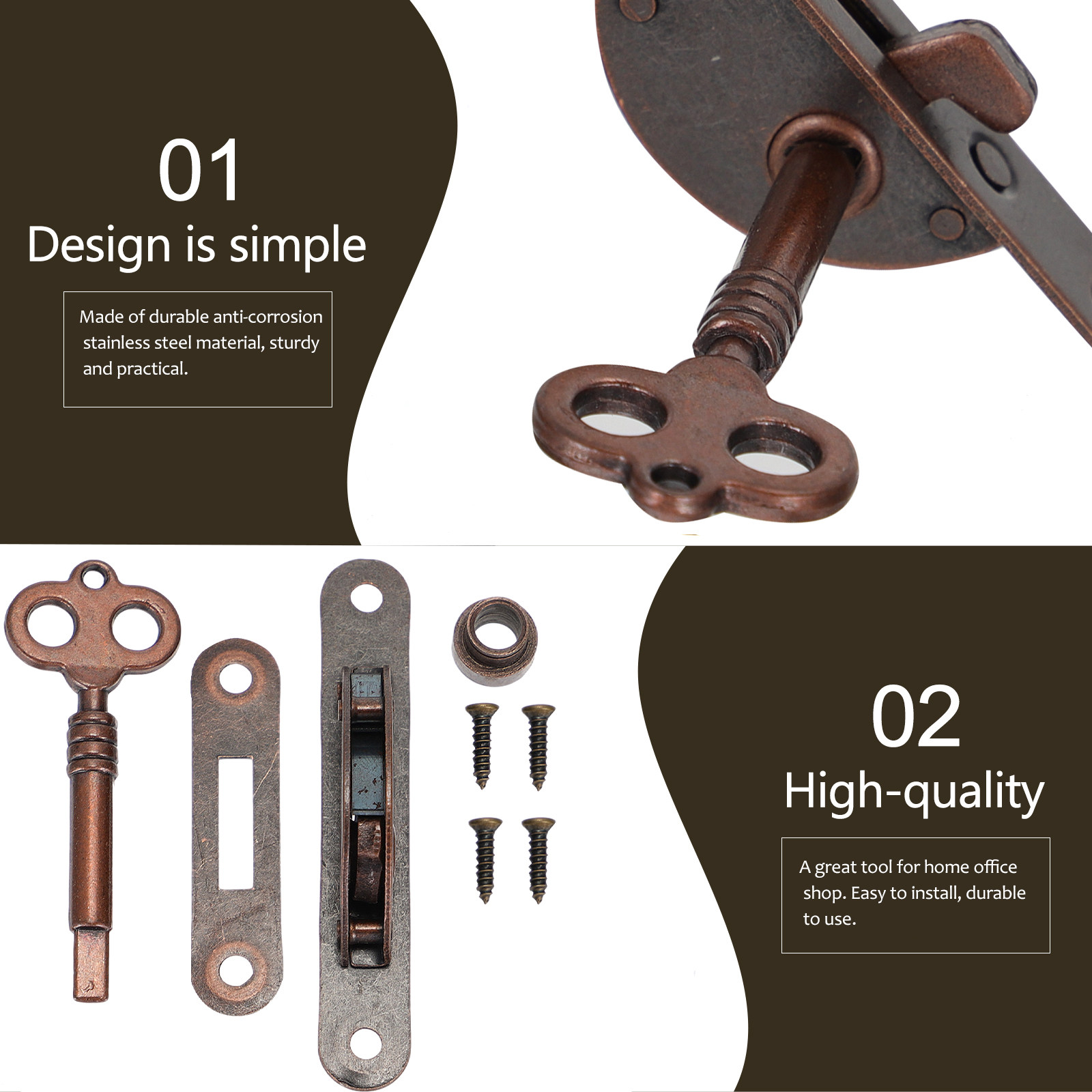 2Set Vintage Copper Iron Lock  - مراجعة Furniture Hardware Lock وسعره
