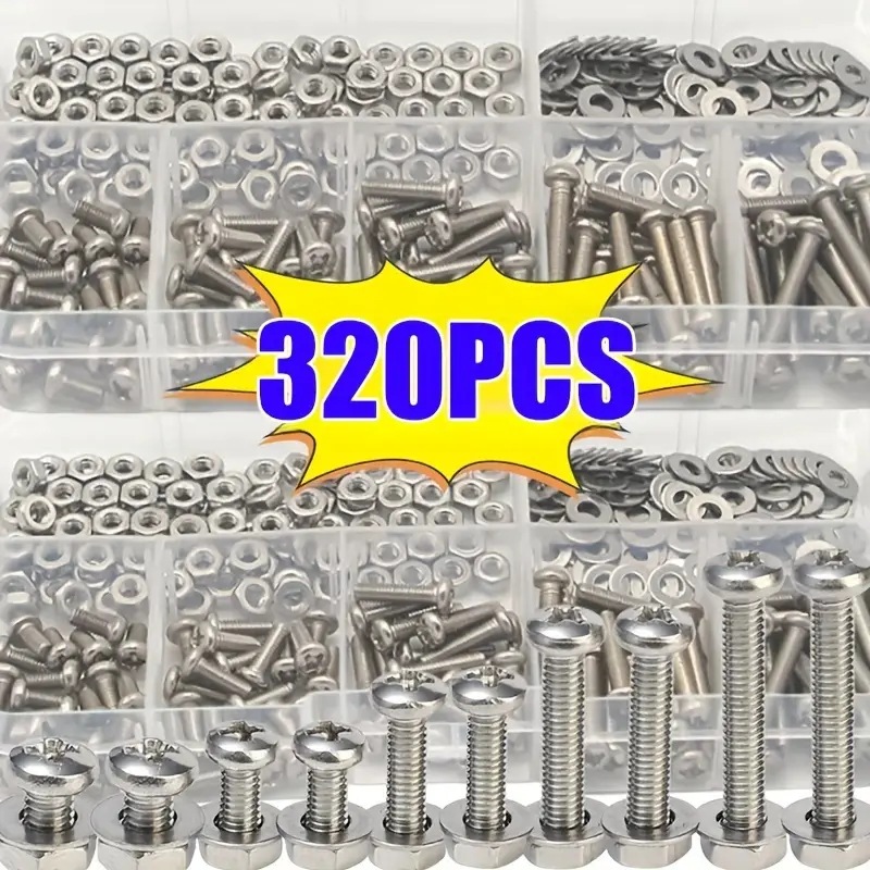 320PCS Hex Nuts & Bolts Set M2 - مراجعة Furniture Home Hardware وسعره