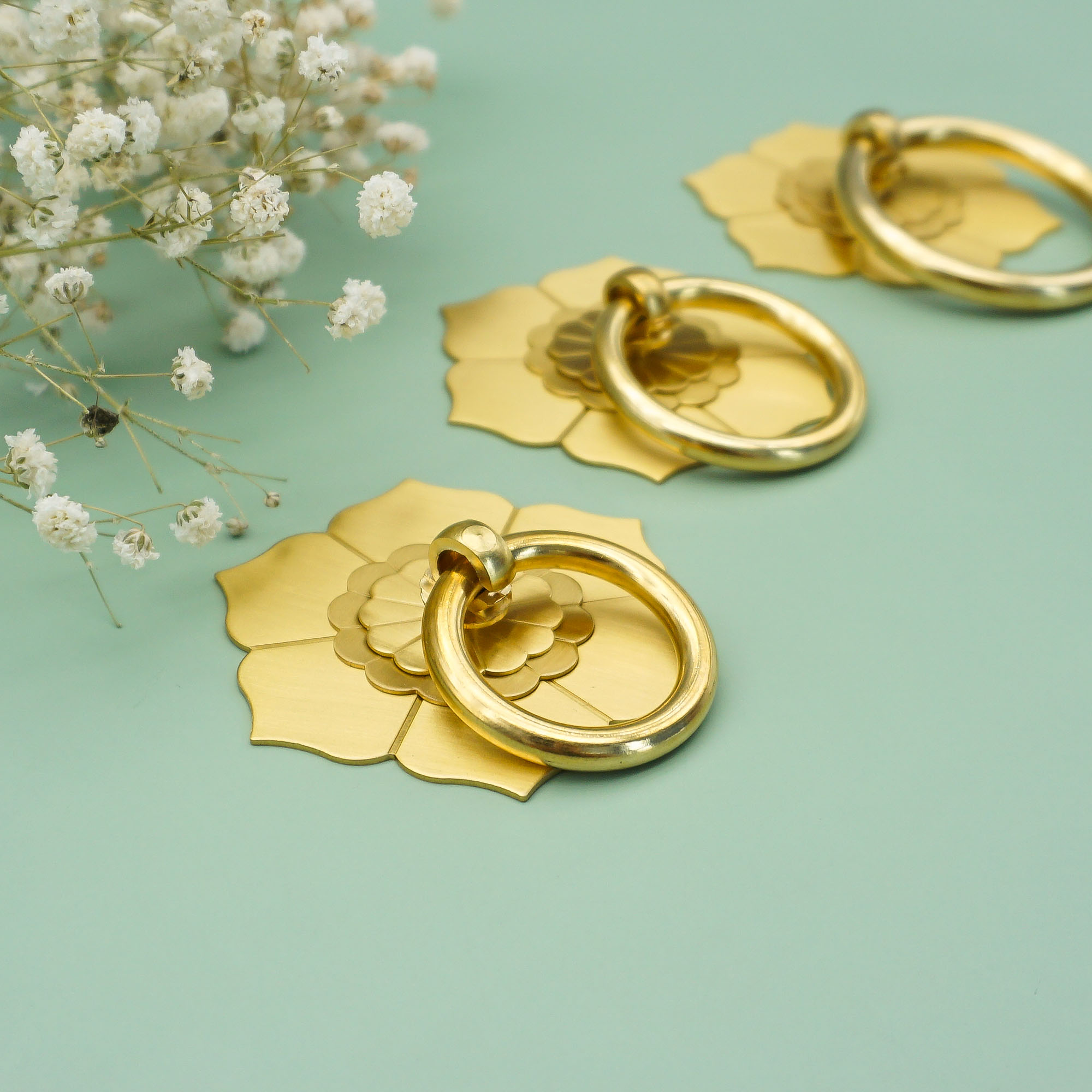 Flower Drawer Pull Vintage Dro - مراجعة Furniture Hardware With Backplate وسعره