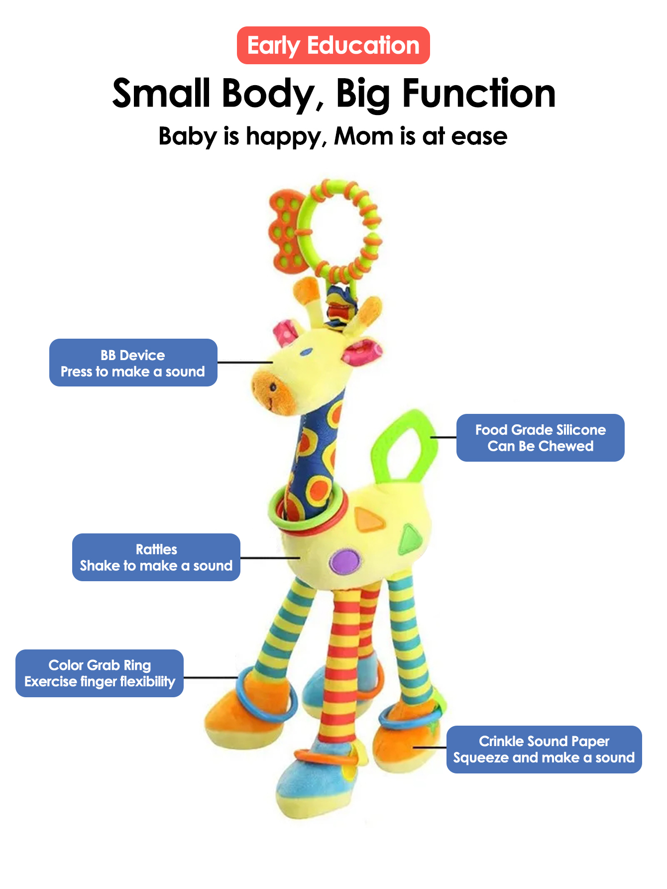 1pcs Soft Giraffe Animal Handb - مراجعة Furniture Hardware For Bed وسعره